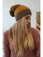 Fleecová čepice Bibiana K264 mocca+mustard Fleecová čepice Bibiana K264 mocca+mustard