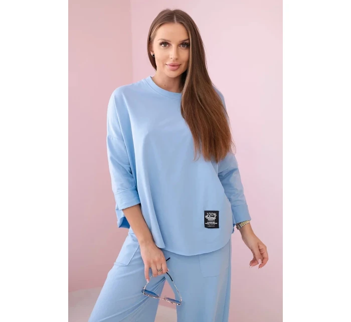 Bavlněná mikina kalhoty set modrý Bavlněná mikina kalhoty set modrý