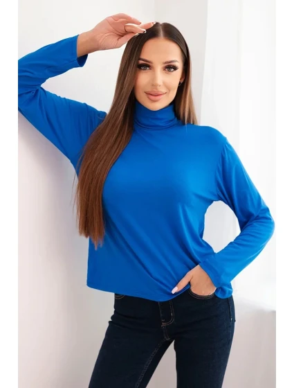 Dámská viskózová blůza s rolákem a dlouhým rukávem chabrová Dámská viskózová blůza s rolákem a dlouhým rukávem chabrová