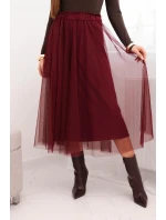 Dámská midi sukně model 21784985 s podšívkou viskóza bordová - K-Fashion Dámská midi sukně model 21784985 s podšívkou viskóza bordová - K-Fashion