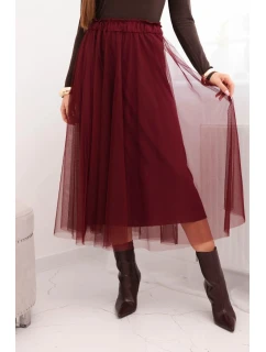 Dámská midi sukně model 21784985 s podšívkou viskóza bordová - K-Fashion