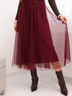 Dámská midi sukně tylová s podšívkou viskóza bordová