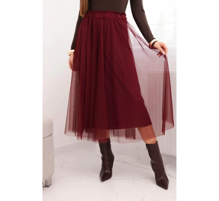 Dámská midi sukně model 21784985 s podšívkou viskóza bordová - K-Fashion Dámská midi sukně model 21784985 s podšívkou viskóza bordová - K-Fashion