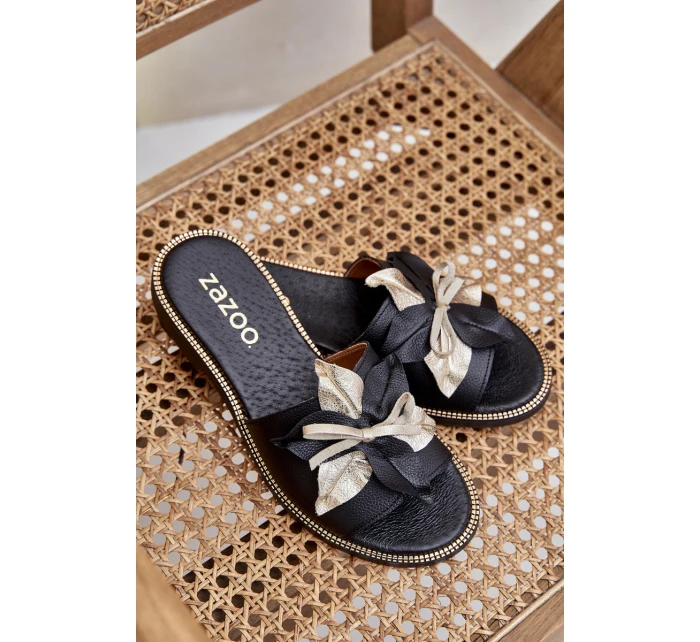 Pantofle S Dekorací Přírodní Kůže Zazoo model 21682375 Černé - Boto Pantofle S Dekorací Přírodní Kůže Zazoo model 21682375 Černé - Boto