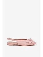 Dámské sandály na nízkém podpatku s dekorativním květem Růžové Telivette