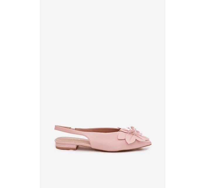 Dámské sandály na nízkém podpatku s dekorativním květem Růžové Telivette