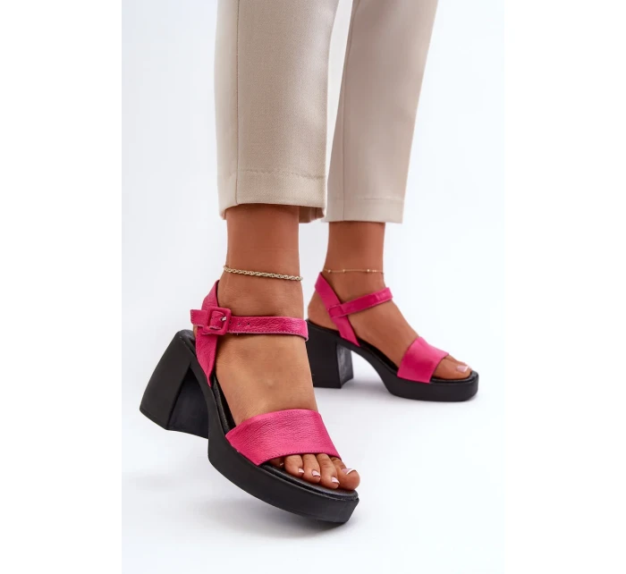 Zazoo Dámské kožené sandály na bloku fuchsie Zazoo Dámské kožené sandály na bloku fuchsie
