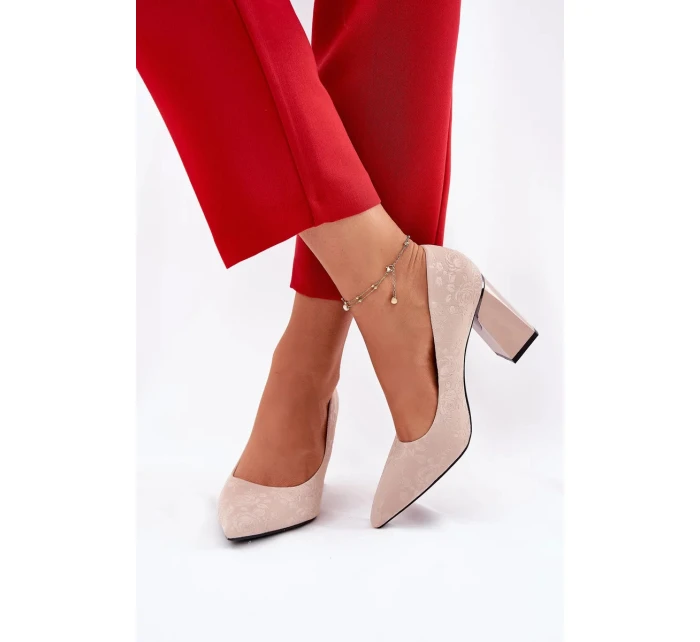 Elegantní dámské lodičky na širokém podpatku Vinceza – béžové Elegantní dámské lodičky na širokém podpatku Vinceza – béžové