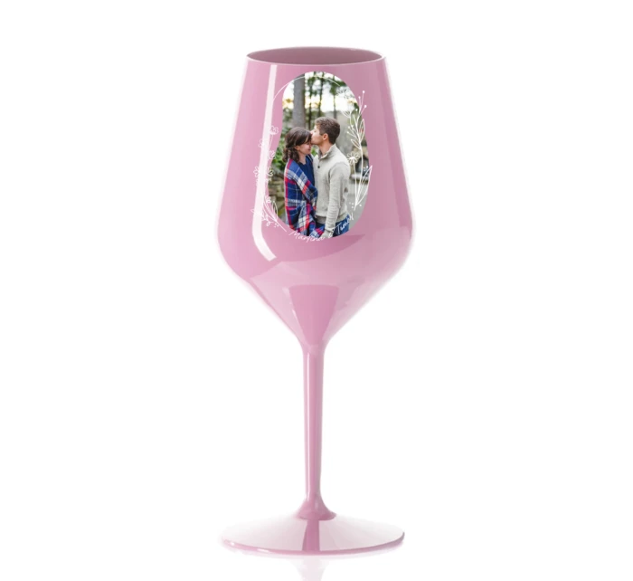 Personalizovaná nerozbitná sklenice s květinový ohraničením 