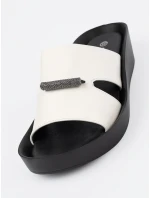 Módní Biało-czarny dámské  nazouváky na klínku