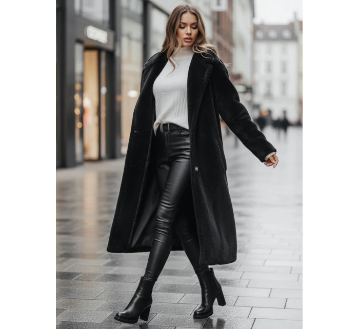 Dámský zimní kabát teddy s kožešinou dlouhý černý FashionStreet NY0760z