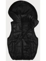 Černá péřová vesta s odepínací kapucí (B8247-1)
