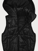 Péřová bunda bez rukávů s odnímatelnou kapucí černá (B8247-1)
