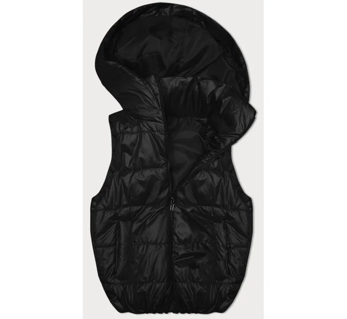 Černá péřová vesta s odepínací kapucí (B8247-1)