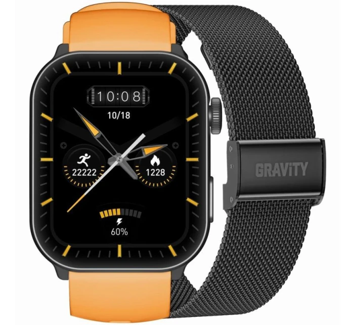 GRAVITY GT28-2 Pánské chytré hodinky s řemínkem + náramek Orange Black GRAVITY GT28-2 Pánské chytré hodinky s řemínkem + náramek Orange Black