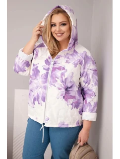 Dámská jarní bunda Plus Size s květinovým vzorem fialová