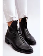 Kožené kozačky na zip Nicole 2785/037 Černá