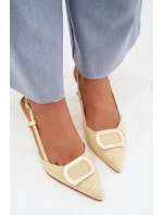 Dámské sandály na podpatku s ozdobným Žluté model 22028004 - Boto