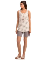 Pohodlné dvoudílné dámské pyžamo 14301 - Vanilka/puntíky