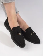 Výborné dámské černé mokasíny na plochém podpatku Výborné dámské černé mokasíny na plochém podpatku