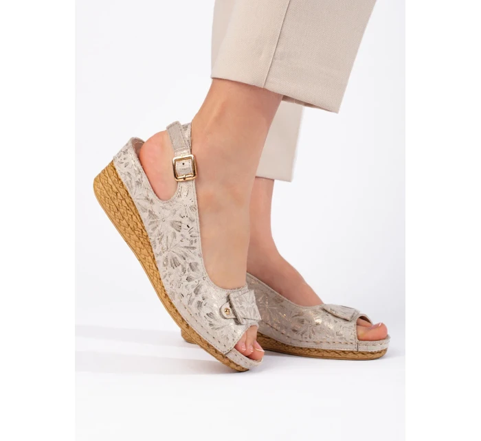 Originální sandály hnědé dámské na klínku Originální sandály hnědé dámské na klínku