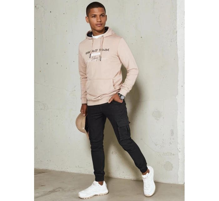 Pánská béžová mikina s potiskem FashionStreet BX5711 Pánská béžová mikina s potiskem FashionStreet BX5711