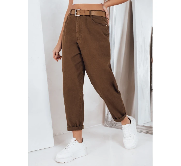 Dámské džíny mom fit hnědé FashionStreet UY2844