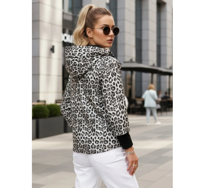 Dámská přechodná bunda s leopardím vzorem bílá FashionStreet TY5548 Dámská přechodná bunda s leopardím vzorem bílá FashionStreet TY5548