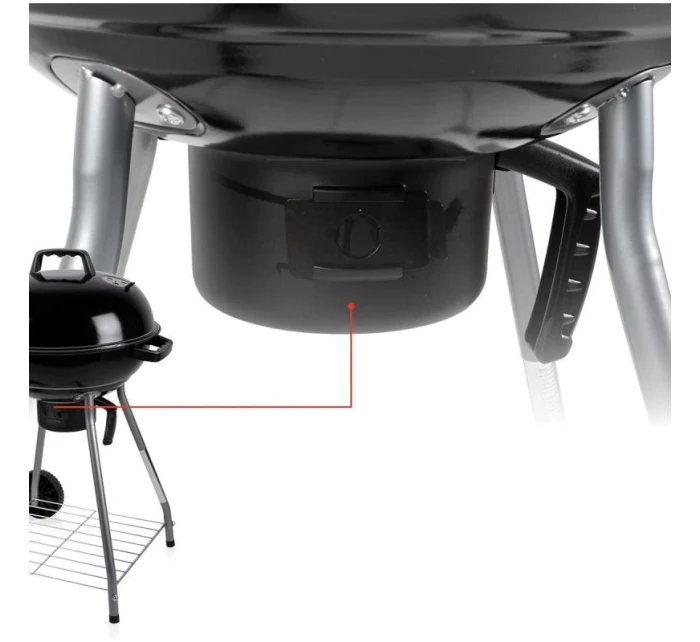 KULOVÝ ZAHRADNÍ GRIL REX STEEL 46CM S POPELNÍKEM