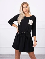 Šaty s flitrovou kapsou černé