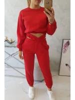 Zateplená souprava s krátkou mikinou červená Zateplená souprava s krátkou mikinou červená
