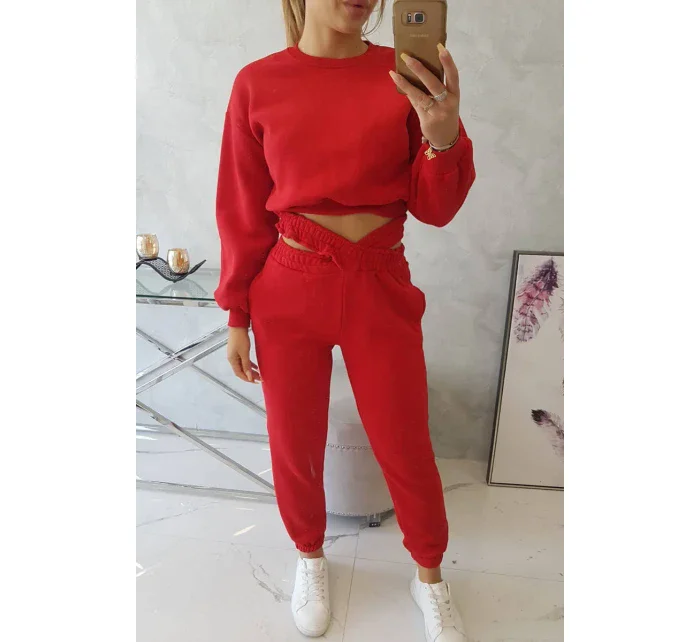 Zateplená souprava s krátkou mikinou červená Zateplená souprava s krátkou mikinou červená