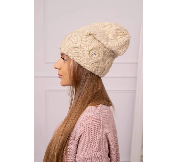 Dámská čepice světle béžová model 18752349 - K-Fashion Dámská čepice světle béžová model 18752349 - K-Fashion