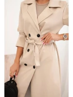 Dámský model 21412158 z eko kůže s páskem a límcem béžový - K-Fashion