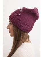 Dámská zimní čepice z vlny s a prodlouženými stranami fialová model 21865218 - K-Fashion