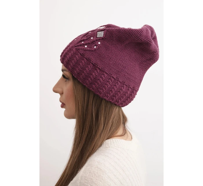 Dámská zimní čepice z vlny s a prodlouženými stranami fialová model 21865218 - K-Fashion