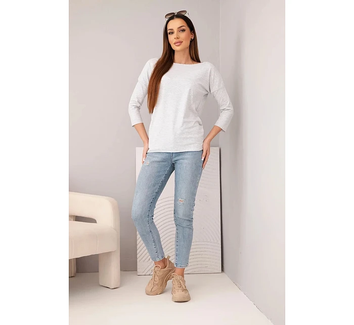 Dámská halenka s lodičkovým výstřihem světle šedá