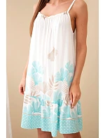 Dámské šaty na ramínka s potiskem mátová