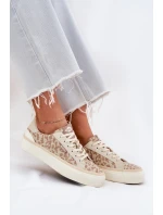 Nízké dámské tenisky s leopardím potiskem Lee Cooper LCW-25-02-3330L béžové