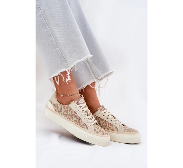 Nízké dámské tenisky s leopardím potiskem Lee Cooper LCW-25-02-3330L béžové