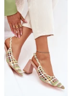 Sandály S Pletením Na Podpatku Růžové model 21699997 - Boto Sandály S Pletením Na Podpatku Růžové model 21699997 - Boto