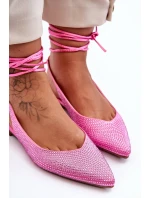 Dámské baleríny s kamínky zdobené růžové Jange