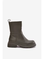 Dámské kotníkové boty na platformě ML245 Khaki tmavě zelená - Diamantique