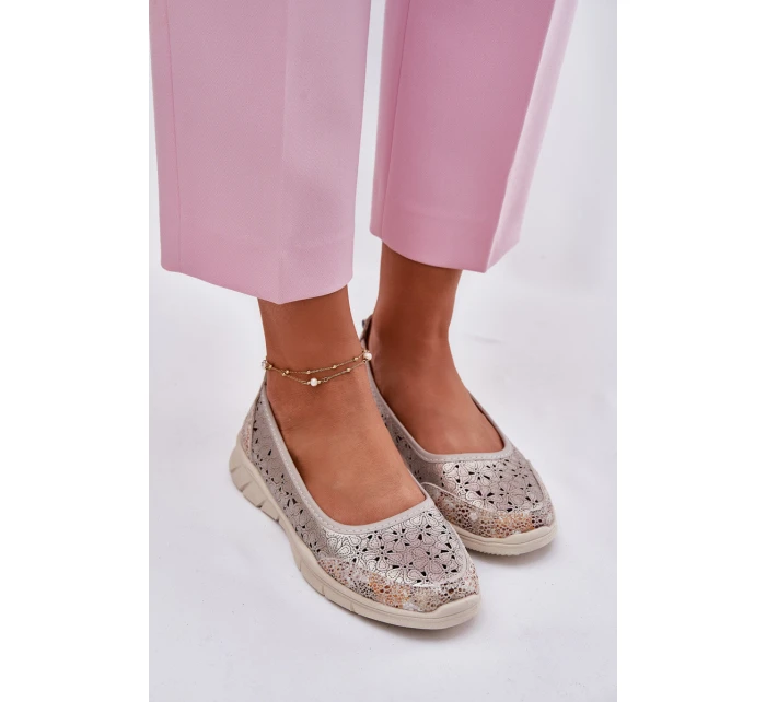 Kožené Lehké Baletky Zlaté model 21697017 - EVENTO