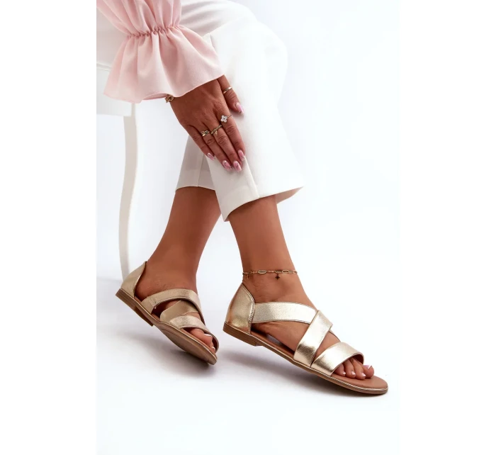 Kožené sandály se stahovací šňůrkou, zlatá Puglia Kožené sandály se stahovací šňůrkou, zlatá Puglia