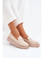 Dámské eko kožené mokasíny s cyrkoniemi Wilamla – béžové Dámské eko kožené mokasíny s cyrkoniemi Wilamla – béžové