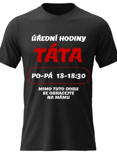 Pánské bavlněné tričko s potiskem - ÚŘEDNÍ HODINY TÁTA - černé