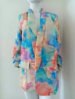 Dámské sako 7684A modro-zeleno-oranžové - FPrice