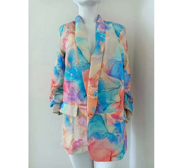 Dámské sako 7684A modro-zeleno-oranžové - FPrice Dámské sako 7684A modro-zeleno-oranžové - FPrice