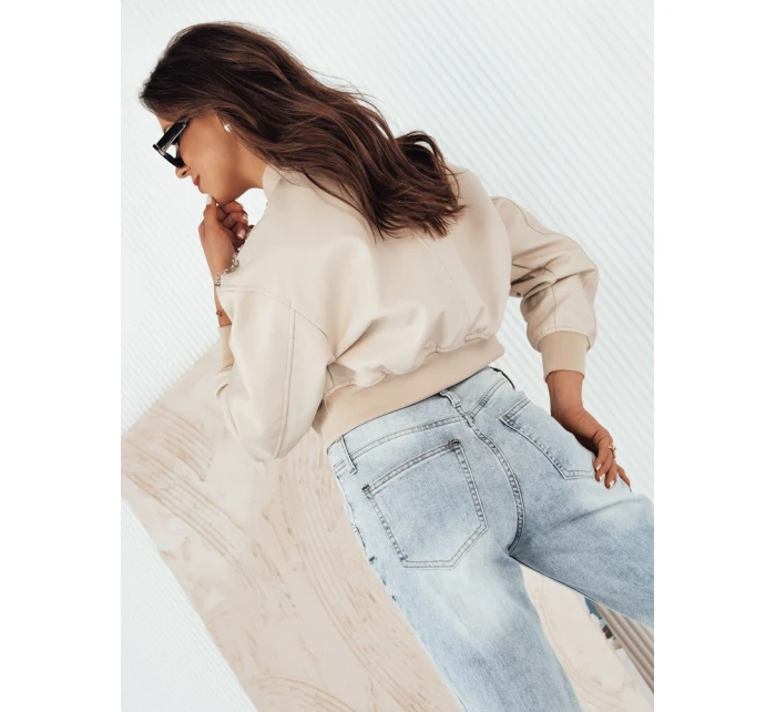 Dámská kožená bunda PRIDA béžová FashionStreet TY4265 Dámská kožená bunda PRIDA béžová FashionStreet TY4265